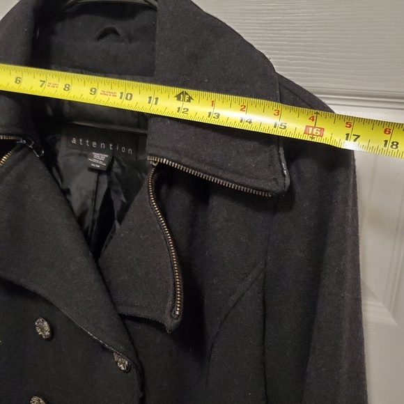Attention woman's black Wool pea coat sz XL - Picture 5 of 9